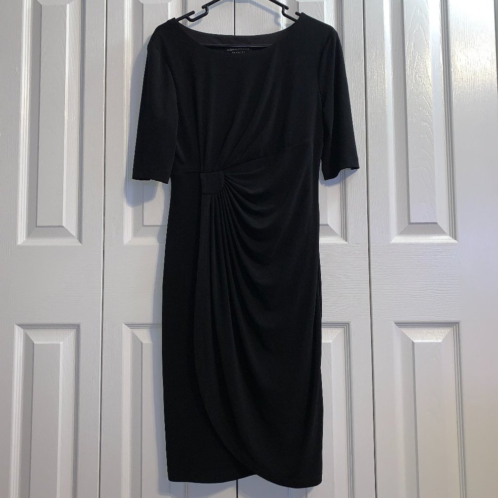 Connected Apparel Jersey Wrap Black Dress Size 10